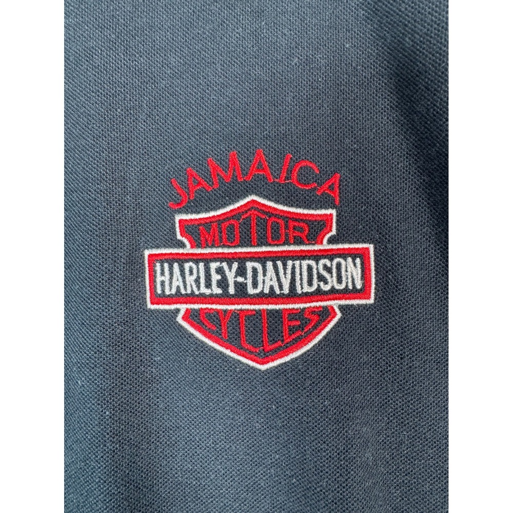 Harley-Davidson Motorcycle Jamaica Men's L Black Polo T-Shirt Embroidered Logo - Picture 5 of 8
